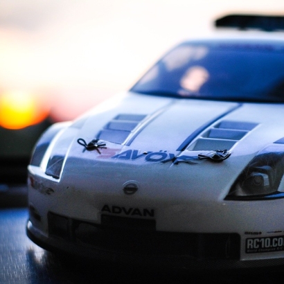 rc touring car in wonderful sunset